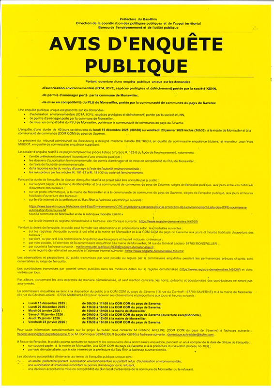 Avis Enquête Publique KUHN affichage 800