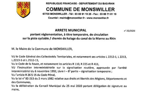 Arrêté municipal portant réglementation de circulation sur la